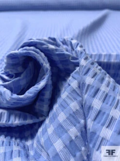 Lela Rose Gingham Check Yarn-Dyed Seersucker Stretch Cotton Shirting - Blue / White 13 Lela Rose Gingham Check Yarn-Dyed Seersucker Stretch Cotton Shirting - Blue / White -Fabrics And Fabrics Store 16385 3