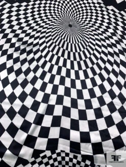 Hypnotic Checkerboard Printed Silk Charmeuse - Black / Off-White 14 Hypnotic Checkerboard Printed Silk Charmeuse - Black / Off-White -Fabrics And Fabrics Store 16417 4