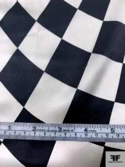 Hypnotic Checkerboard Printed Silk Charmeuse - Black / Off-White 16 Hypnotic Checkerboard Printed Silk Charmeuse - Black / Off-White -Fabrics And Fabrics Store 16417 6