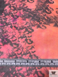 Bold Painterly Trailing Floral Printed Silk Chiffon - Orange / Hot Pink / Magenta / Black -Fabrics And Fabrics Store 16436 5