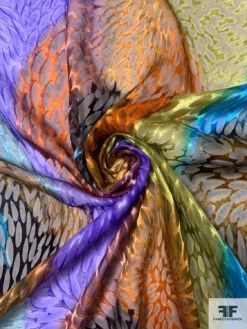 Ethnic-Inspired Large Circles And Striped Printed Satin Burnout Silk Chiffon - Greens / Turquoise / Purple 12 Ethnic-Inspired Large Circles And Striped Printed Satin Burnout Silk Chiffon - Greens / Turquoise / Purple -Fabrics And Fabrics Store 16458 2