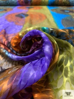 Ethnic-Inspired Large Circles And Striped Printed Satin Burnout Silk Chiffon - Greens / Turquoise / Purple 13 Ethnic-Inspired Large Circles And Striped Printed Satin Burnout Silk Chiffon - Greens / Turquoise / Purple -Fabrics And Fabrics Store 16458 3