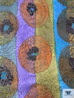 Ethnic-Inspired Large Circles And Striped Printed Satin Burnout Silk Chiffon - Greens / Turquoise / Purple 14 Ethnic-Inspired Large Circles And Striped Printed Satin Burnout Silk Chiffon - Greens / Turquoise / Purple -Fabrics And Fabrics Store 16458 4