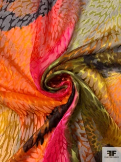 Ethnic-Inspired Large Circles And Striped Printed Satin Burnout Silk Chiffon - Marigold / Magenta / Olive 12 Ethnic-Inspired Large Circles And Striped Printed Satin Burnout Silk Chiffon - Marigold / Magenta / Olive -Fabrics And Fabrics Store 16459 2