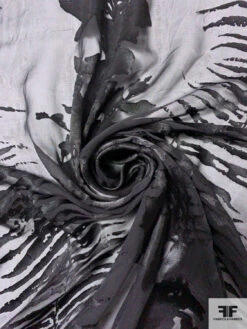 Trailing Floral Silhouette Printed Satin Burnout Silk Chiffon - Black 13 Trailing Floral Silhouette Printed Satin Burnout Silk Chiffon - Black -Fabrics And Fabrics Store 16461 1
