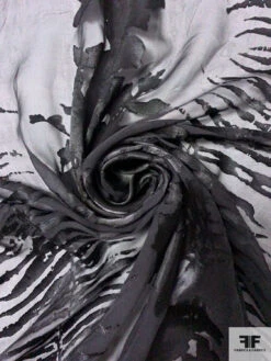 Trailing Floral Silhouette Printed Satin Burnout Silk Chiffon - Black 12 Trailing Floral Silhouette Printed Satin Burnout Silk Chiffon - Black -Fabrics And Fabrics Store 16461 2