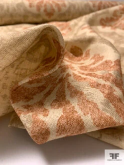 Antique-Look Damask Printed Linen-Weave Cotton - Earthy Tans / Rust / Coral 17 Antique-Look Damask Printed Linen-Weave Cotton - Earthy Tans / Rust / Coral -Fabrics And Fabrics Store 16480 8