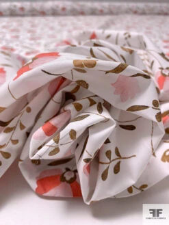 Jovial Leaf Stems And Floral Printed Cotton Lawn - Brown / Pinks / White -Fabrics And Fabrics Store 16484 8