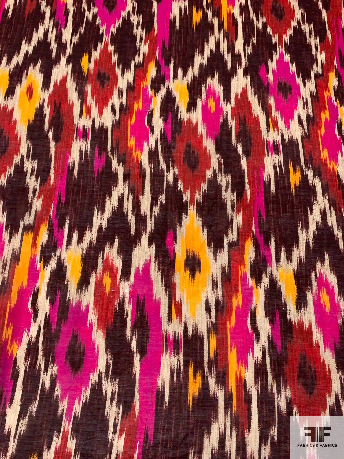 Italian Ikat Printed Silk And Cotton Sateen Voile - Magenta / Red / Plum / Orange 6 Italian Ikat Printed Silk And Cotton Sateen Voile - Magenta / Red / Plum / Orange - Image 4