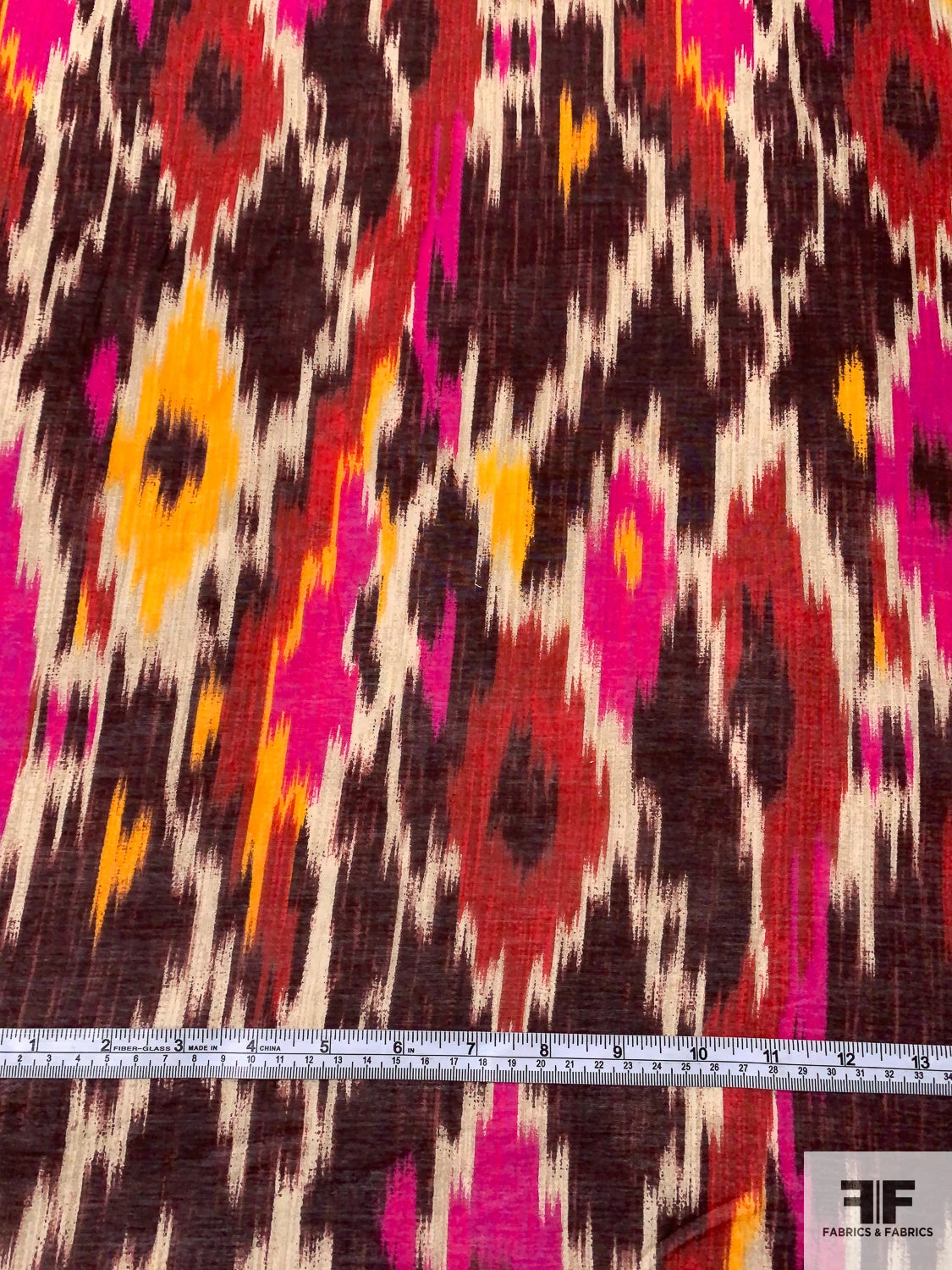 Italian Ikat Printed Silk And Cotton Sateen Voile - Magenta / Red / Plum / Orange 7 Italian Ikat Printed Silk And Cotton Sateen Voile - Magenta / Red / Plum / Orange - Image 5