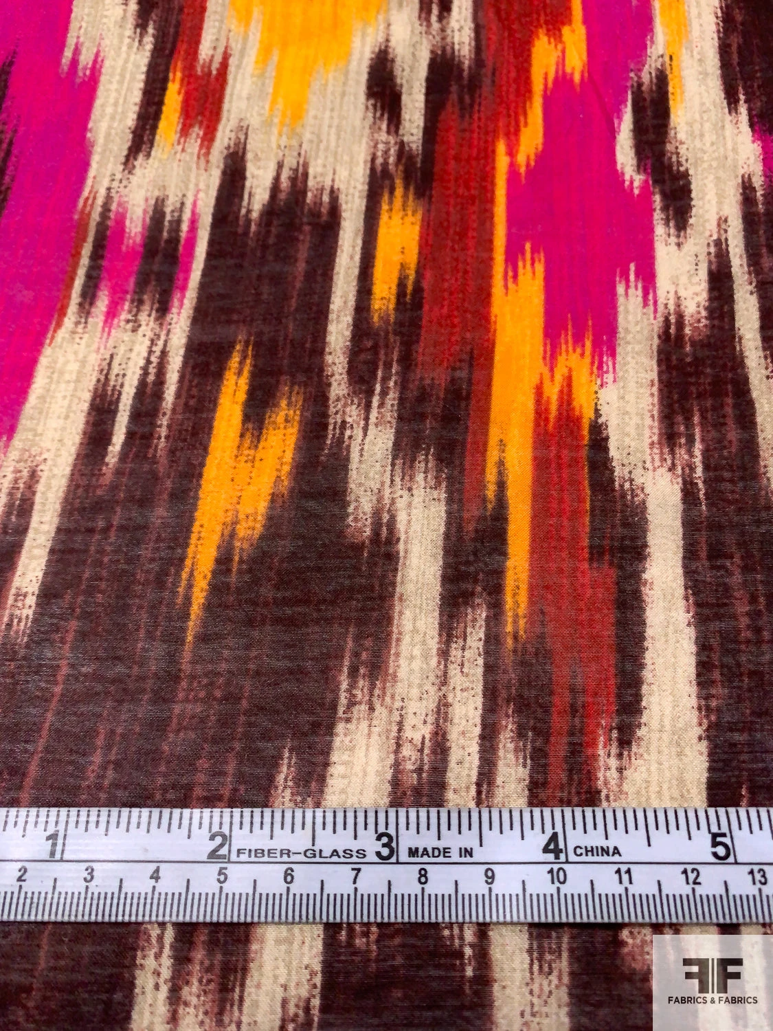 Italian Ikat Printed Silk And Cotton Sateen Voile - Magenta / Red / Plum / Orange 8 Italian Ikat Printed Silk And Cotton Sateen Voile - Magenta / Red / Plum / Orange - Image 6