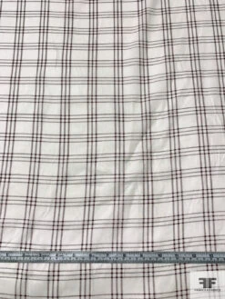 Windowpane Plaid Printed Cotton Voile - Ivory / Maroon 15 Windowpane Plaid Printed Cotton Voile - Ivory / Maroon -Fabrics And Fabrics Store 16502 5