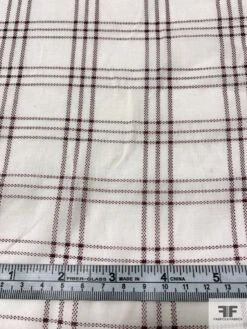 Windowpane Plaid Printed Cotton Voile - Ivory / Maroon 16 Windowpane Plaid Printed Cotton Voile - Ivory / Maroon -Fabrics And Fabrics Store 16502 6