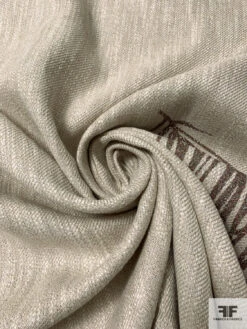 Italian Glittered Leaf Printed Twill-Weave Cotton-Linen - Oatmeal / Multicolor -Fabrics And Fabrics Store 16532 1