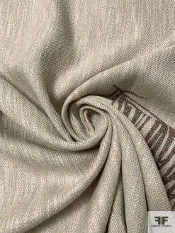 Italian Glittered Leaf Printed Twill-Weave Cotton-Linen - Oatmeal / Multicolor -Fabrics And Fabrics Store 16532 2