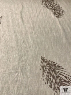 Italian Glittered Leaf Printed Twill-Weave Cotton-Linen - Oatmeal / Multicolor -Fabrics And Fabrics Store 16532 4