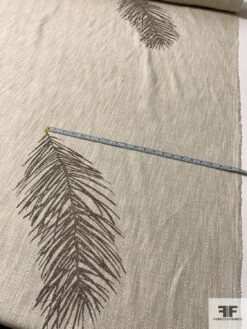 Italian Glittered Leaf Printed Twill-Weave Cotton-Linen - Oatmeal / Multicolor -Fabrics And Fabrics Store 16532 6