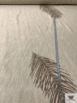 Italian Glittered Leaf Printed Twill-Weave Cotton-Linen - Oatmeal / Multicolor -Fabrics And Fabrics Store 16532 7