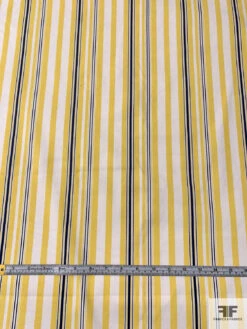 Vertical Striped Stretch Cotton Twill - Yellow / Navy / White -Fabrics And Fabrics Store 16534 5