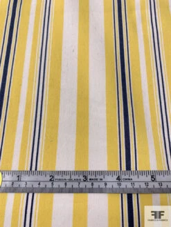 Vertical Striped Stretch Cotton Twill - Yellow / Navy / White -Fabrics And Fabrics Store 16534 6