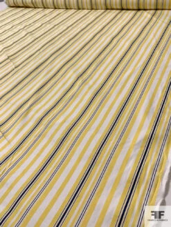 Vertical Striped Stretch Cotton Twill - Yellow / Navy / White -Fabrics And Fabrics Store 16534 7