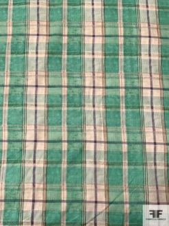 Coach Plaid Printed Cotton Lawn - Seafoam Green / Beige / Dusty Purple -Fabrics And Fabrics Store 16537 3