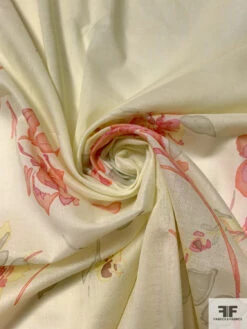 Feminine Floral Printed Cotton Voile - Coral / Pink / Yellow / Sugar Cookie