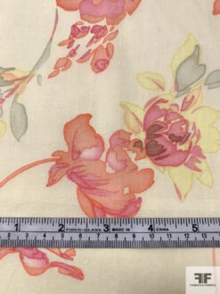 Feminine Floral Printed Cotton Voile - Coral / Pink / Yellow / Sugar Cookie 16 Feminine Floral Printed Cotton Voile - Coral / Pink / Yellow / Sugar Cookie -Fabrics And Fabrics Store 16555 6