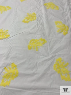 Flocked Exotic Floral Cotton Lawn - Yellow / Off-White 13 Flocked Exotic Floral Cotton Lawn - Yellow / Off-White -Fabrics And Fabrics Store 16559 3