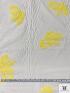 Flocked Exotic Floral Cotton Lawn - Yellow / Off-White 14 Flocked Exotic Floral Cotton Lawn - Yellow / Off-White -Fabrics And Fabrics Store 16559 4