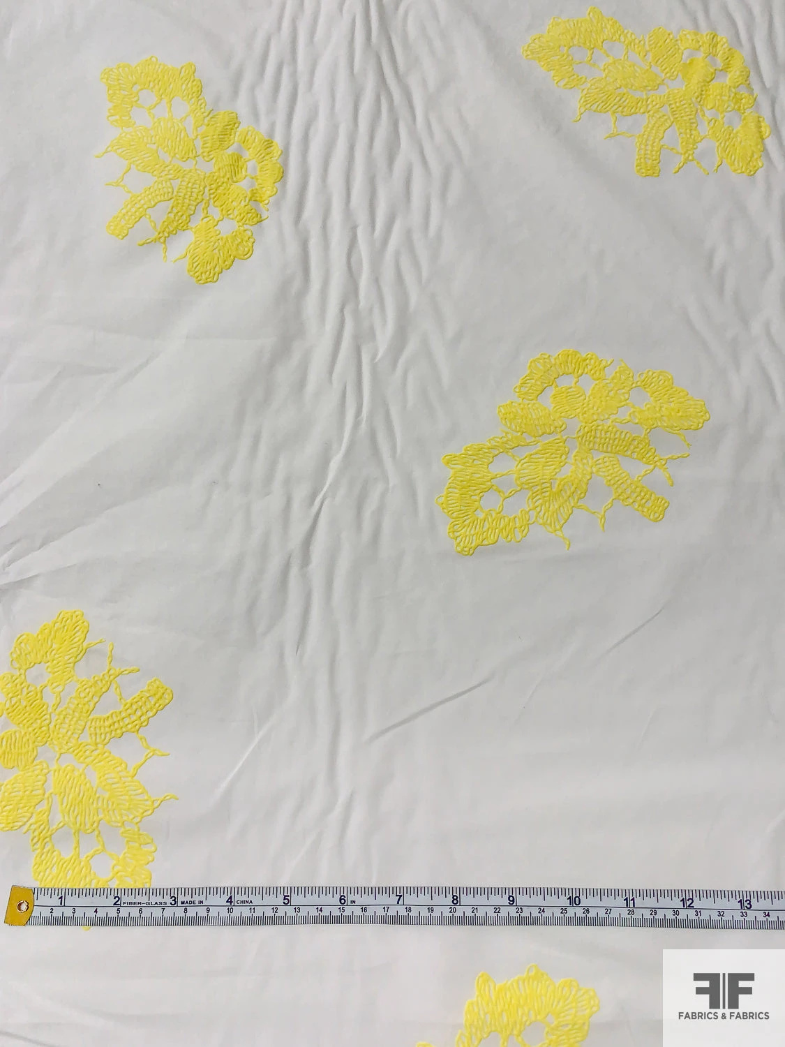 Flocked Exotic Floral Cotton Lawn - Yellow / Off-White 7 Flocked Exotic Floral Cotton Lawn - Yellow / Off-White - Image 5
