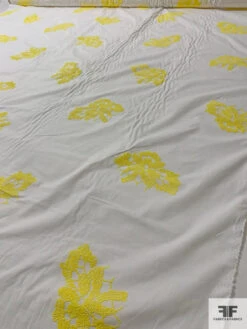 Flocked Exotic Floral Cotton Lawn - Yellow / Off-White 16 Flocked Exotic Floral Cotton Lawn - Yellow / Off-White -Fabrics And Fabrics Store 16559 6