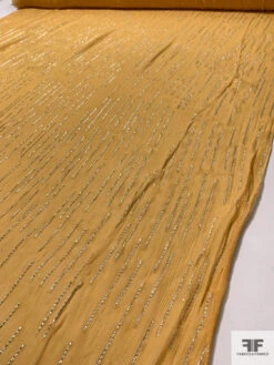 J Mendel Italian Metallic Linear Design Crinkled Silk Chiffon - Marigold / Gold 16 J Mendel Italian Metallic Linear Design Crinkled Silk Chiffon - Marigold / Gold -Fabrics And Fabrics Store 16596 7