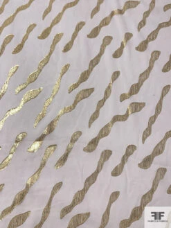 J Mendel Wavy Design Metallic Clip Silk Chiffon - Light Ivory / Gold 14 J Mendel Wavy Design Metallic Clip Silk Chiffon - Light Ivory / Gold -Fabrics And Fabrics Store 16602 4