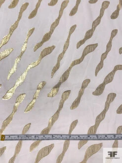 J Mendel Wavy Design Metallic Clip Silk Chiffon - Light Ivory / Gold 15 J Mendel Wavy Design Metallic Clip Silk Chiffon - Light Ivory / Gold -Fabrics And Fabrics Store 16602 5