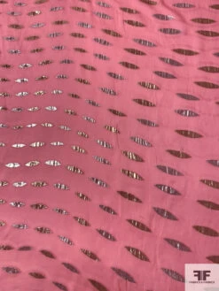 J Mendel Italian Pointed Ovals Metallic Silk Chiffon - Watermelon Pink / Gold / Silver 15 J Mendel Italian Pointed Ovals Metallic Silk Chiffon - Watermelon Pink / Gold / Silver -Fabrics And Fabrics Store 16606 4