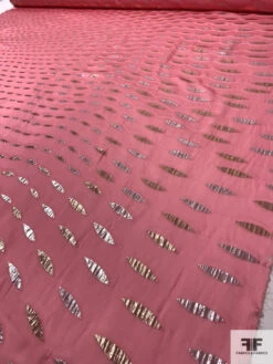J Mendel Italian Pointed Ovals Metallic Silk Chiffon - Watermelon Pink / Gold / Silver 17 J Mendel Italian Pointed Ovals Metallic Silk Chiffon - Watermelon Pink / Gold / Silver -Fabrics And Fabrics Store 16606 7