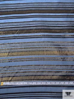 J Mendel Italian Metallic Striped Silk Chiffon - Navy / Black / Dirty Gold 15 J Mendel Italian Metallic Striped Silk Chiffon - Navy / Black / Dirty Gold -Fabrics And Fabrics Store 16609 5