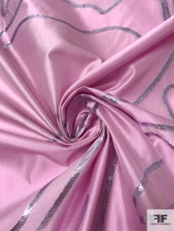 J Mendel Italian Abstract Metallic Design Fine Silk-Blend Taffeta - Orchid Pink / Metallic Lilac 12 J Mendel Italian Abstract Metallic Design Fine Silk-Blend Taffeta - Orchid Pink / Metallic Lilac -Fabrics And Fabrics Store 16612 1