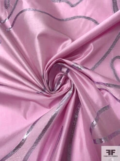 J Mendel Italian Abstract Metallic Design Fine Silk-Blend Taffeta - Orchid Pink / Metallic Lilac 13 J Mendel Italian Abstract Metallic Design Fine Silk-Blend Taffeta - Orchid Pink / Metallic Lilac -Fabrics And Fabrics Store 16612 2
