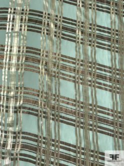J Mendel Italian Metallic Plaid Design Silk Chiffon - Goddess Green / Light Gold / Bronze 13 J Mendel Italian Metallic Plaid Design Silk Chiffon - Goddess Green / Light Gold / Bronze -Fabrics And Fabrics Store 16613 3