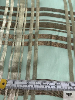 J Mendel Italian Metallic Plaid Design Silk Chiffon - Goddess Green / Light Gold / Bronze 15 J Mendel Italian Metallic Plaid Design Silk Chiffon - Goddess Green / Light Gold / Bronze -Fabrics And Fabrics Store 16613 5