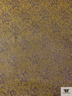 J Mendel Italian Ornate Vine Jacquard Lamé - Olive-Chartreuse / Purple 15 J Mendel Italian Ornate Vine Jacquard Lamé - Olive-Chartreuse / Purple -Fabrics And Fabrics Store 16627 4