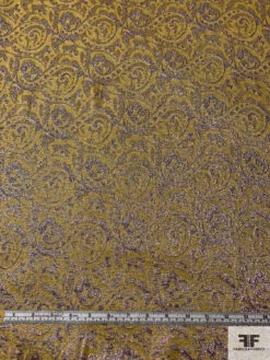 J Mendel Italian Ornate Vine Jacquard Lamé - Olive-Chartreuse / Purple 16 J Mendel Italian Ornate Vine Jacquard Lamé - Olive-Chartreuse / Purple -Fabrics And Fabrics Store 16627 5