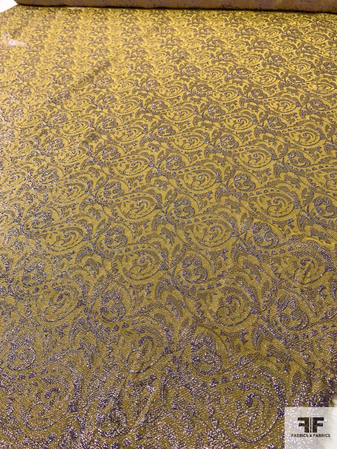 J Mendel Italian Ornate Vine Jacquard Lamé - Olive-Chartreuse / Purple 10 J Mendel Italian Ornate Vine Jacquard Lamé - Olive-Chartreuse / Purple - Image 8