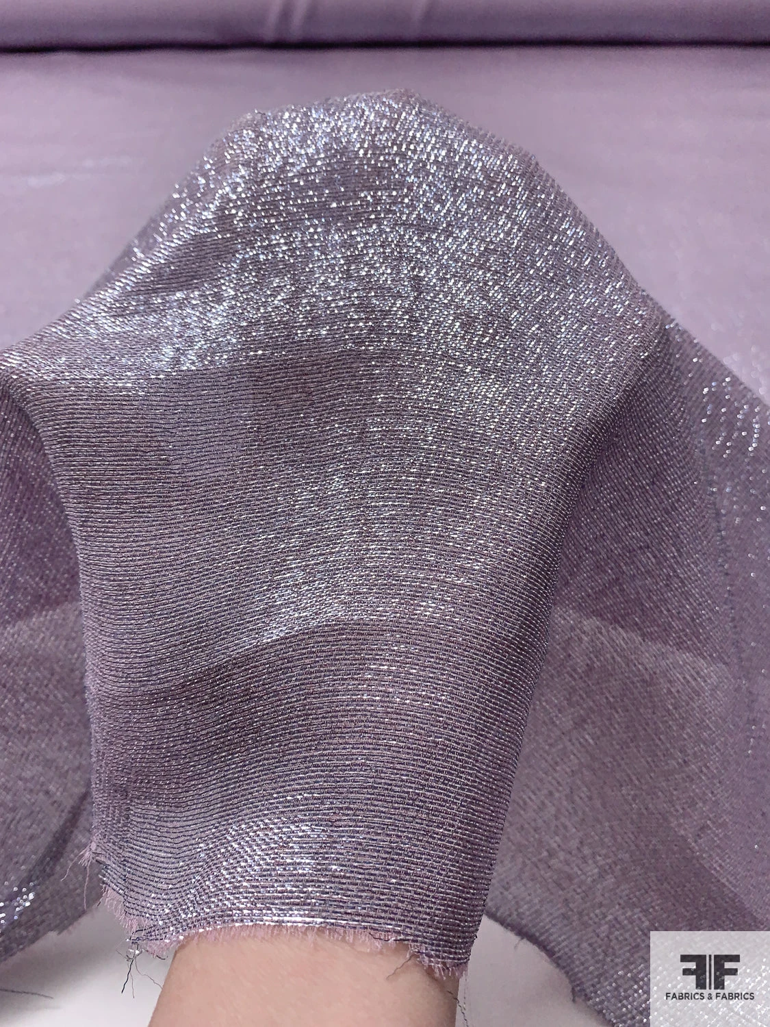 J Mendel Italian Lurex Pinstriped Silk Chiffon - Shimmery Lavender 10 J Mendel Italian Lurex Pinstriped Silk Chiffon - Shimmery Lavender - Image 8