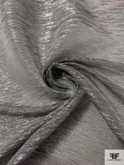 J Mendel French Lurex Pinstriped Silk Chiffon - Silver / Black / Grey -Fabrics And Fabrics Store 16661 2