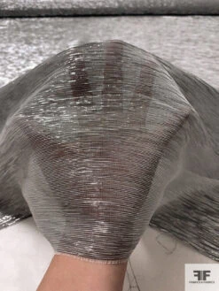 J Mendel French Lurex Pinstriped Silk Chiffon - Silver / Black / Grey -Fabrics And Fabrics Store 16661 7