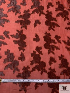 J Mendel Italian Metallic Floral Silk Chiffon - Burnt Orange / Metallic Brown -Fabrics And Fabrics Store 16665 5