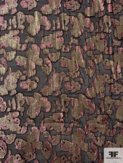 J Mendel Italian Metallic Abstract Fil Coupé Silk Chiffon - Gold / Metallic Pink / Black -Fabrics And Fabrics Store 16666 3